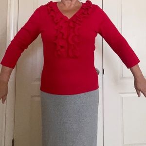 Red ruffle sweater